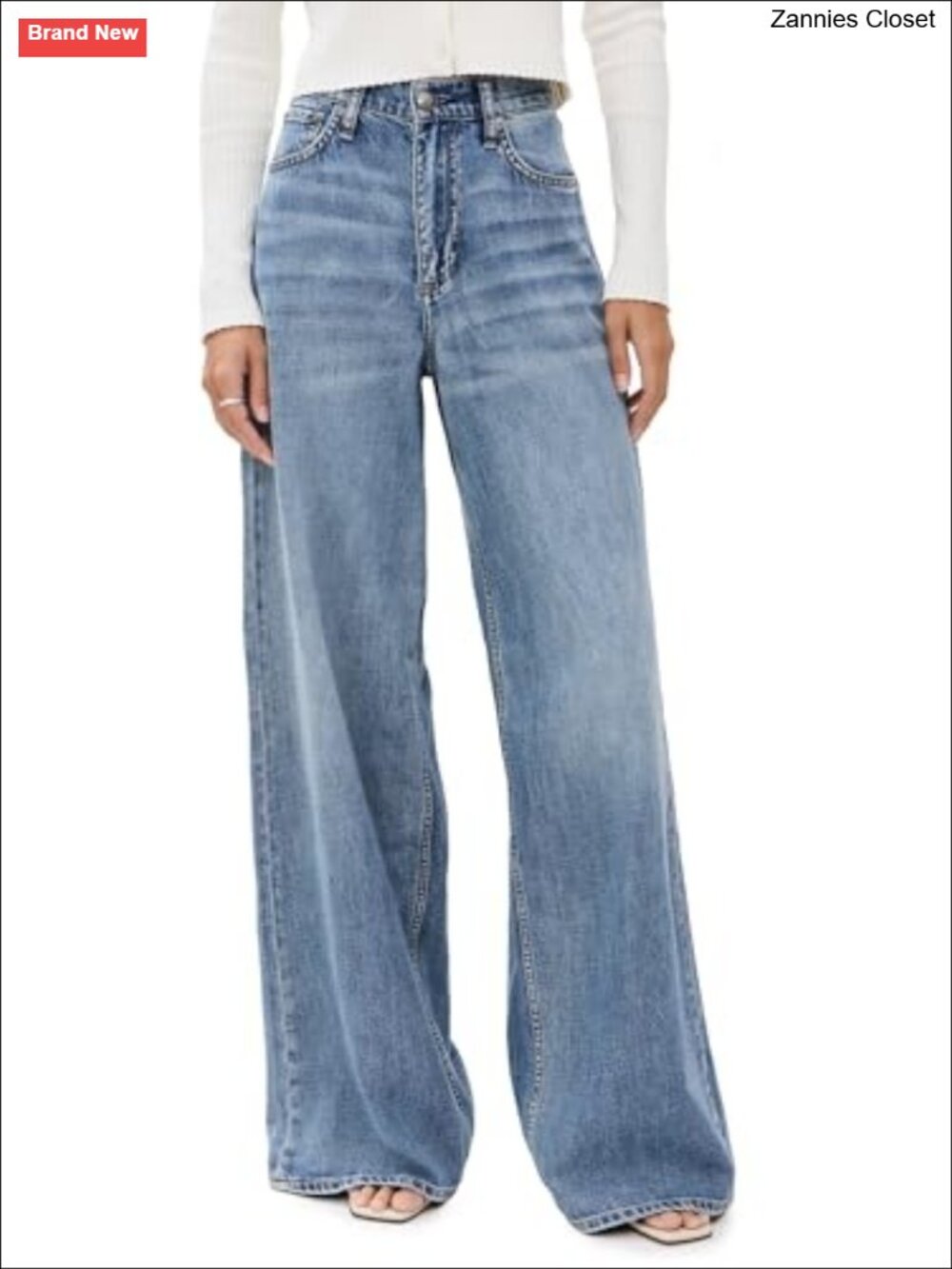 Featherweight Non-Stretch High Rise Wide Leg Jeans Loose Fit Puddle Hem